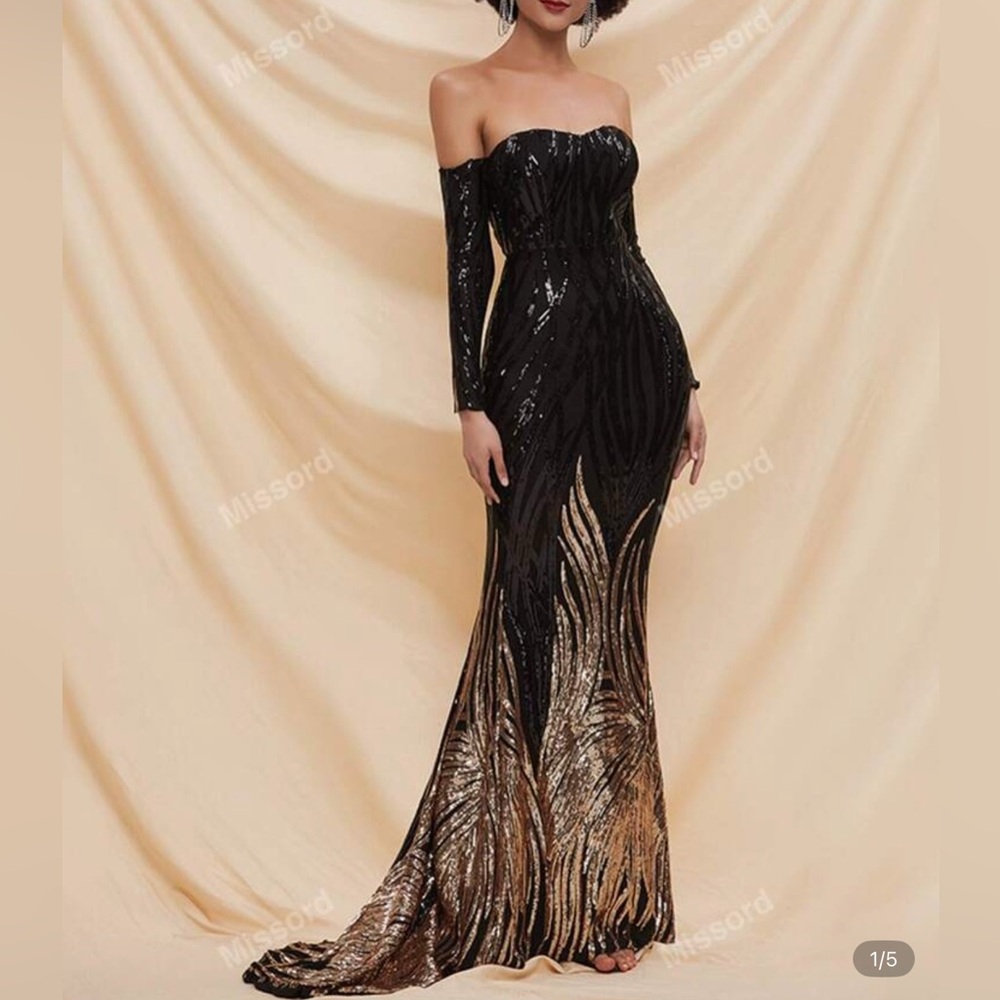 Off Shoulder Sequin Mermaid Dress